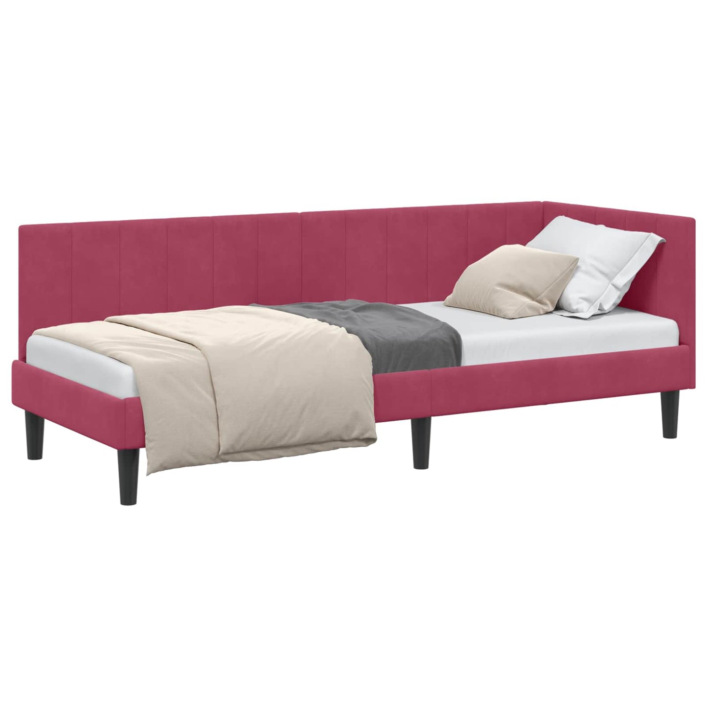 Hoekbedframe met hoofdeinde Wijnrood 80 cm x 200 cm Fluweel