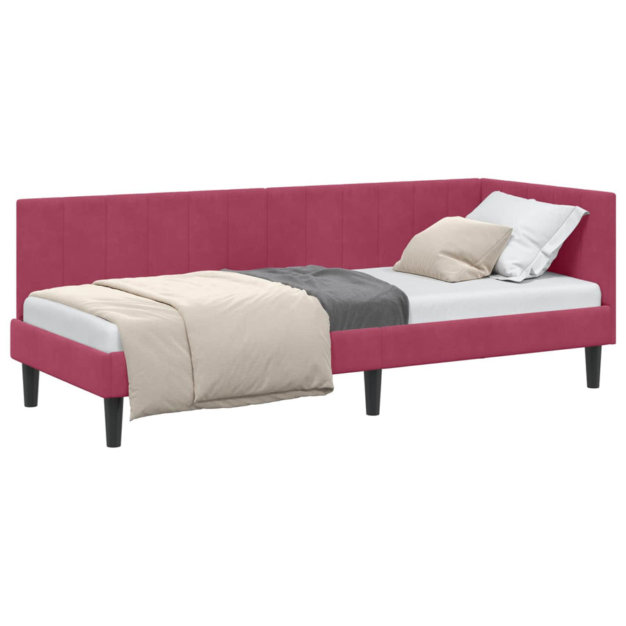 Hoekbedframe met hoofdeinde Wijnrood 80 cm x 200 cm Fluweel