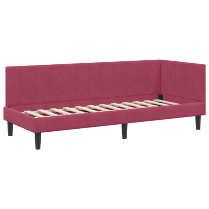 Hoekbedframe met hoofdeinde Wijnrood 80 cm x 200 cm Fluweel