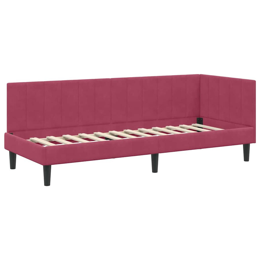 Hoekbedframe met hoofdeinde Wijnrood 80 cm x 200 cm Fluweel