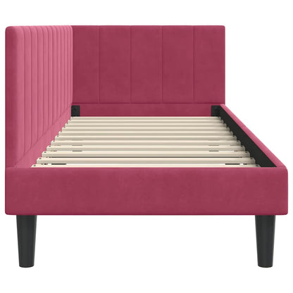 Hoekbedframe met hoofdeinde Wijnrood 80 cm x 200 cm Fluweel