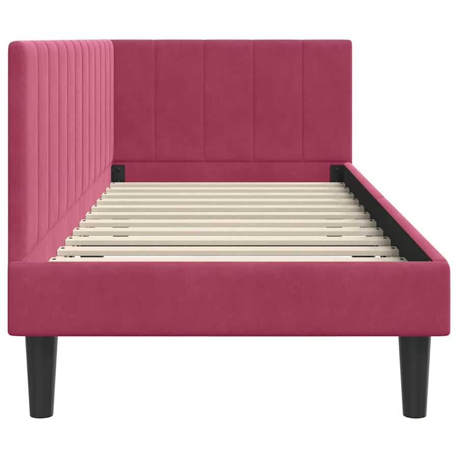 Hoekbedframe met hoofdeinde Wijnrood 80 cm x 200 cm Fluweel