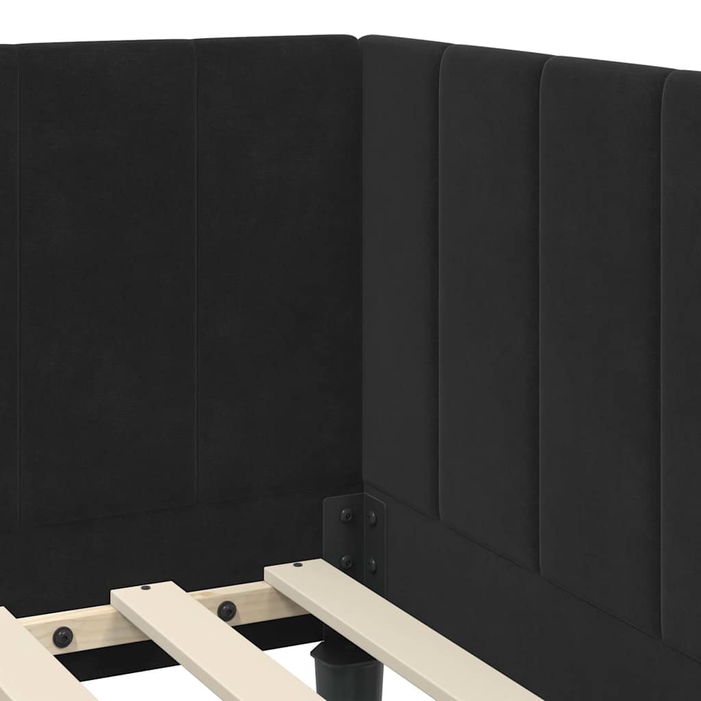 Hoekbedframe met hoofdeinde Zwart 80 cm x 200 cm Fluweel