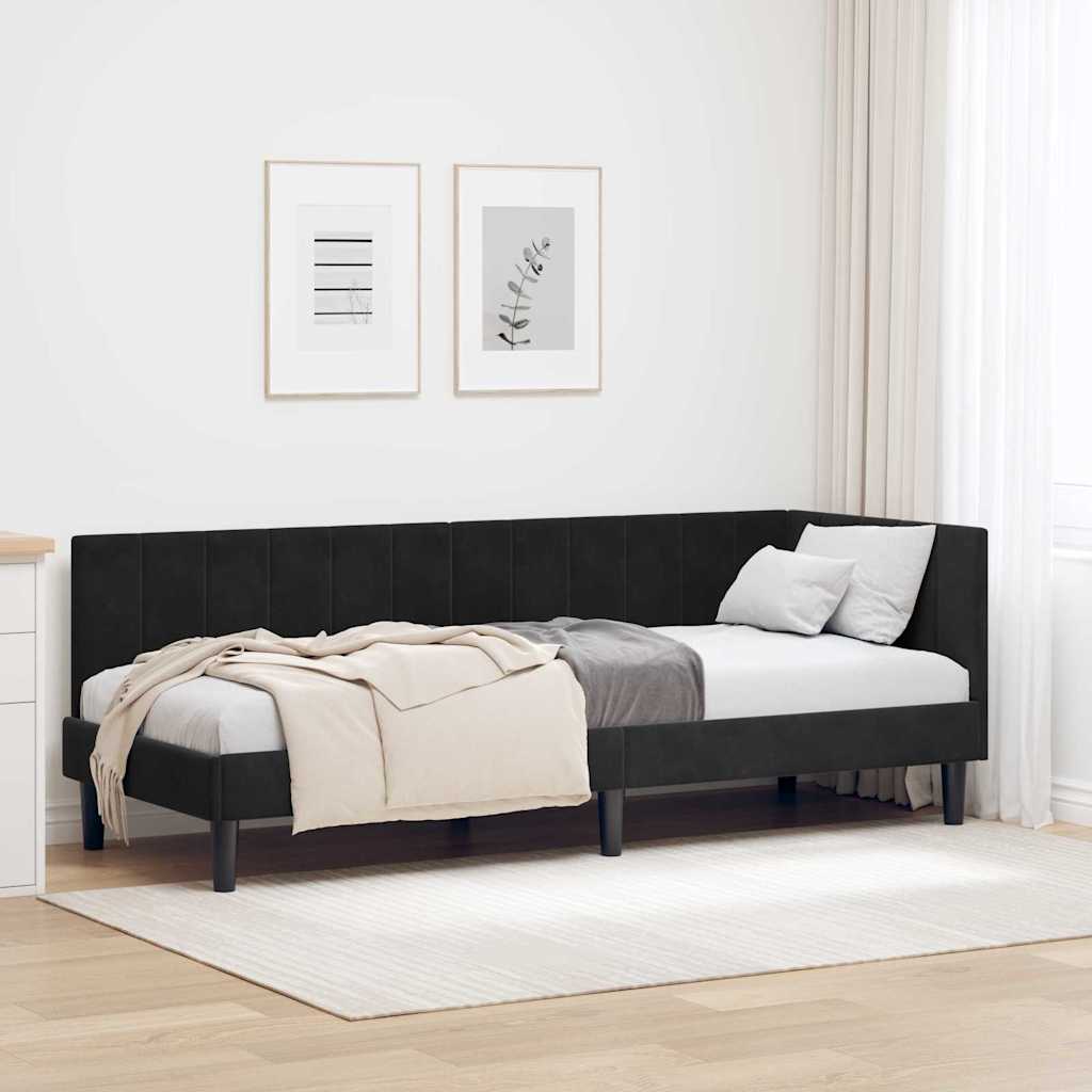 Hoekbedframe met hoofdeinde Zwart 80 cm x 200 cm Fluweel