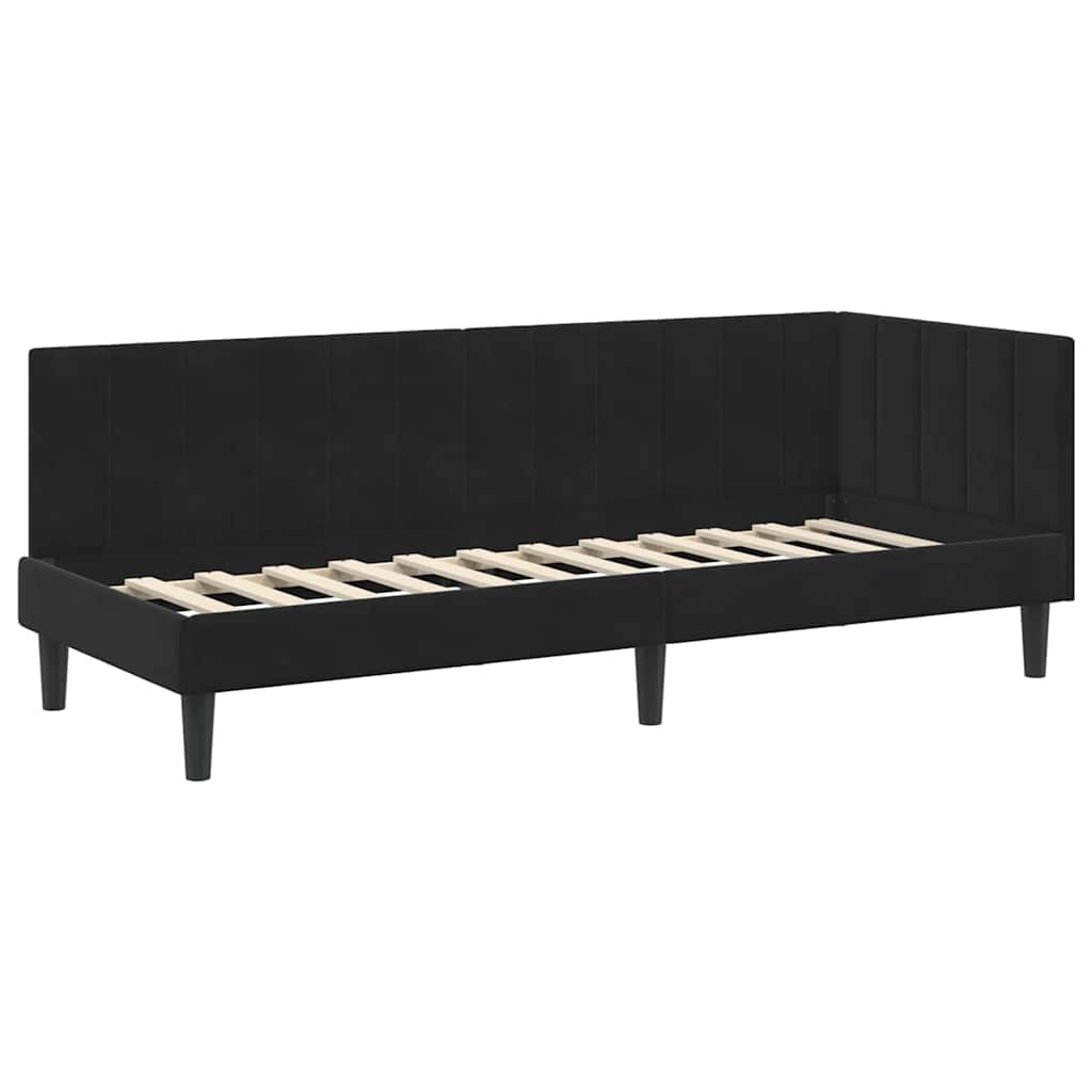 Hoekbedframe met hoofdeinde Zwart 80 cm x 200 cm Fluweel