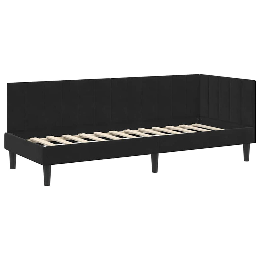 Hoekbedframe met hoofdeinde Zwart 80 cm x 200 cm Fluweel
