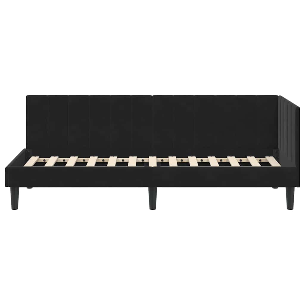Hoekbedframe met hoofdeinde Zwart 80 cm x 200 cm Fluweel