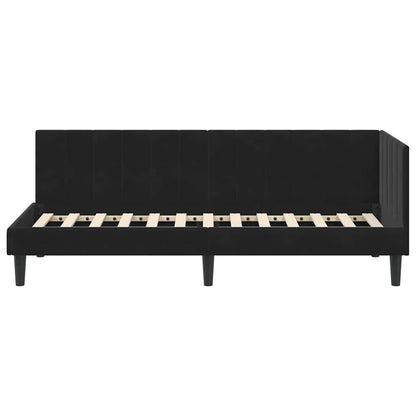 Hoekbedframe met hoofdeinde Zwart 80 cm x 200 cm Fluweel