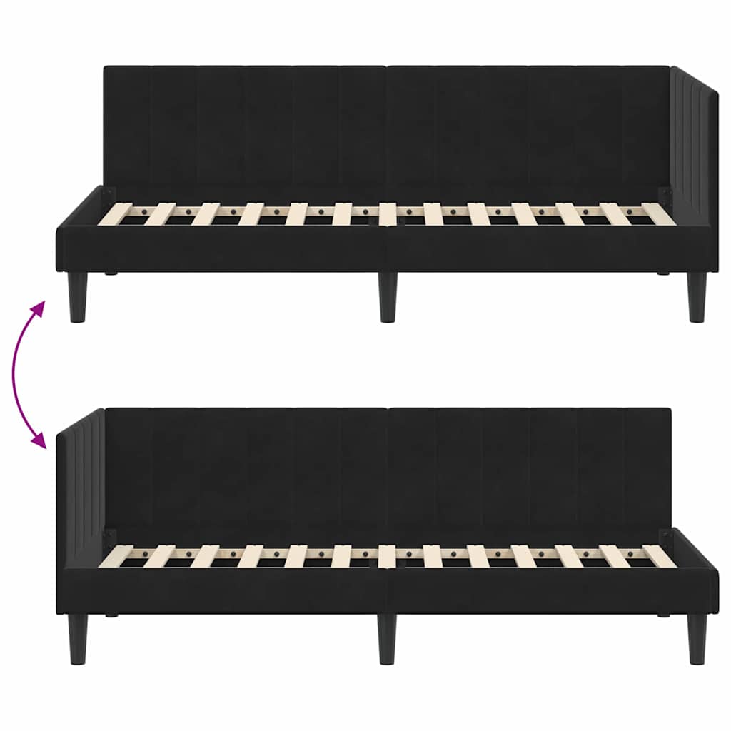 Hoekbedframe met hoofdeinde Zwart 80 cm x 200 cm Fluweel