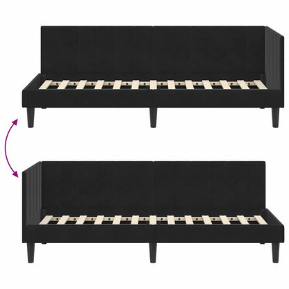 Hoekbedframe met hoofdeinde Zwart 80 cm x 200 cm Fluweel