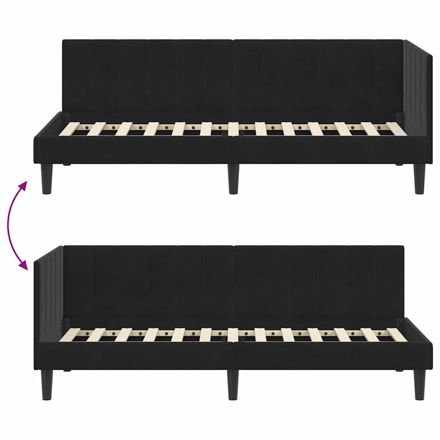 Hoekbedframe met hoofdeinde Zwart 80 cm x 200 cm Fluweel