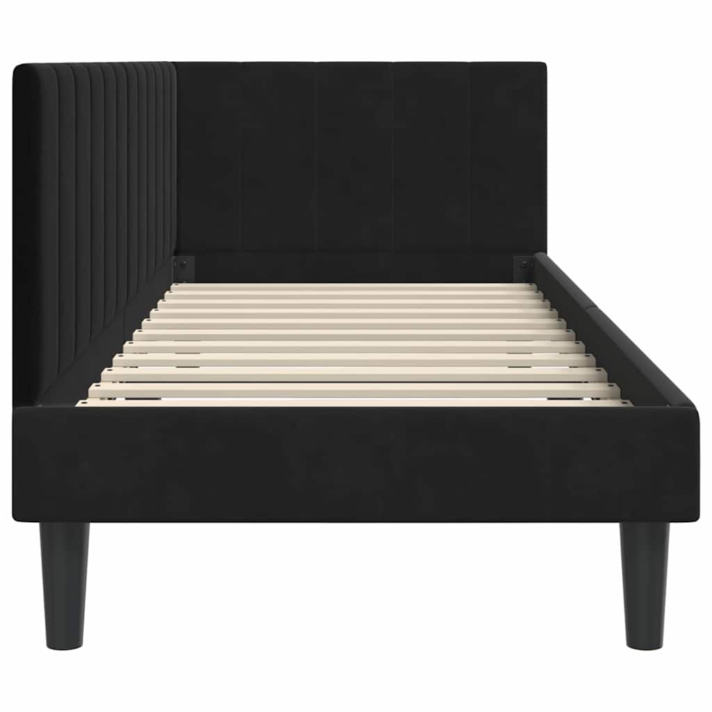 Hoekbedframe met hoofdeinde Zwart 80 cm x 200 cm Fluweel