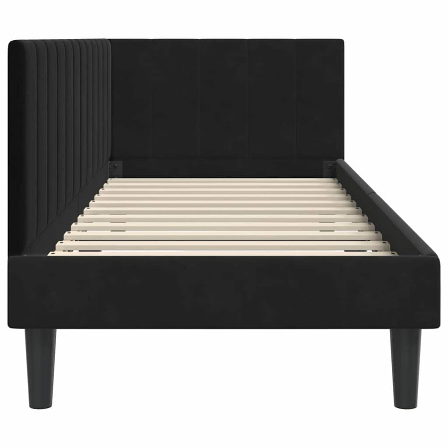 Hoekbedframe met hoofdeinde Zwart 80 cm x 200 cm Fluweel