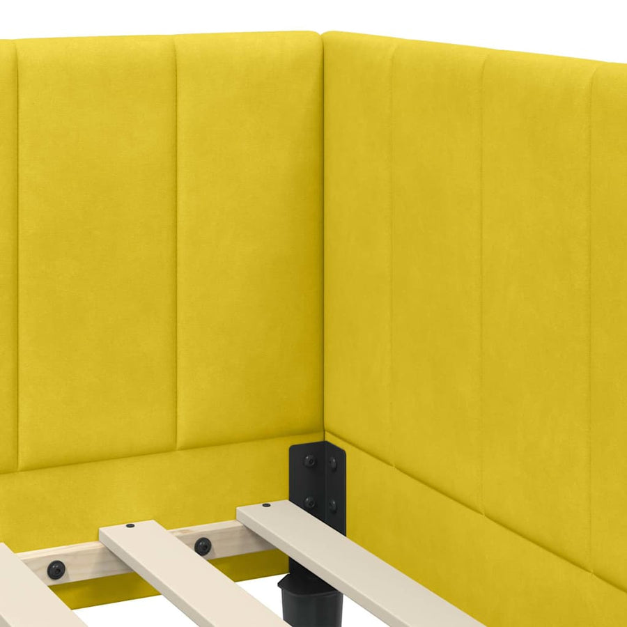Hoekbedframe met hoofdeinde Geel 80 cm x 200 cm Fluweel