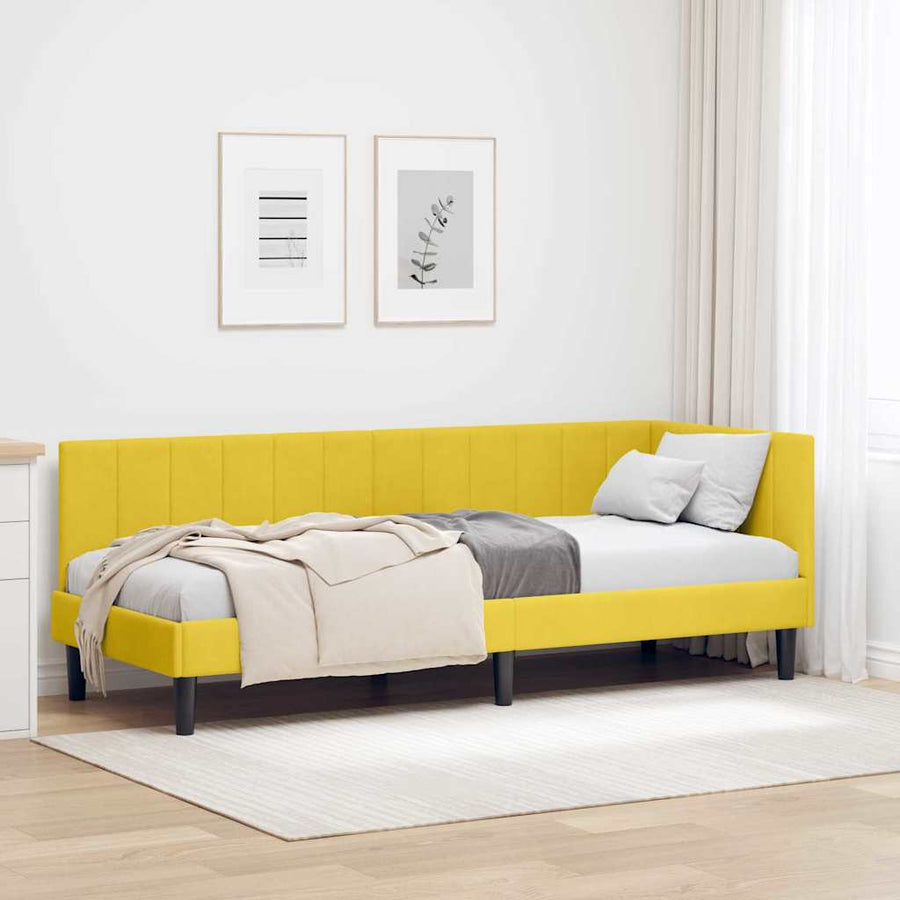 Hoekbedframe met hoofdeinde Geel 80 cm x 200 cm Fluweel