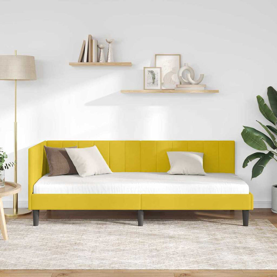 Hoekbedframe met hoofdeinde Geel 80 cm x 200 cm Fluweel