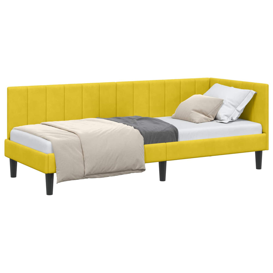 Hoekbedframe met hoofdeinde Geel 80 cm x 200 cm Fluweel