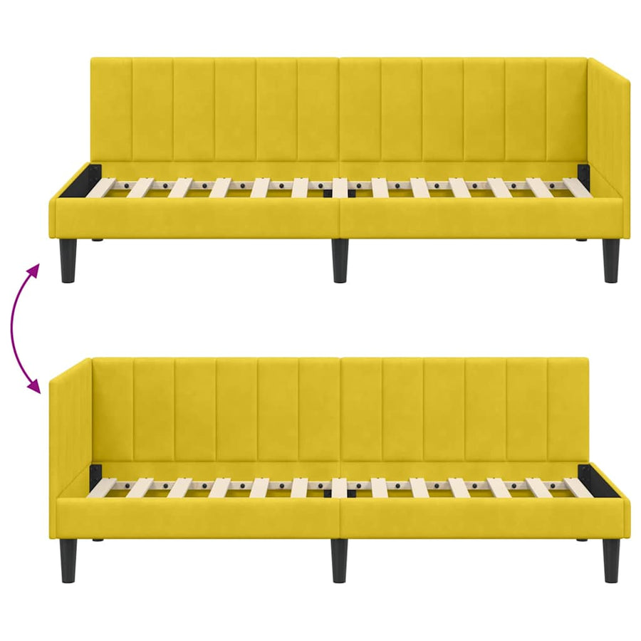 Hoekbedframe met hoofdeinde Geel 80 cm x 200 cm Fluweel