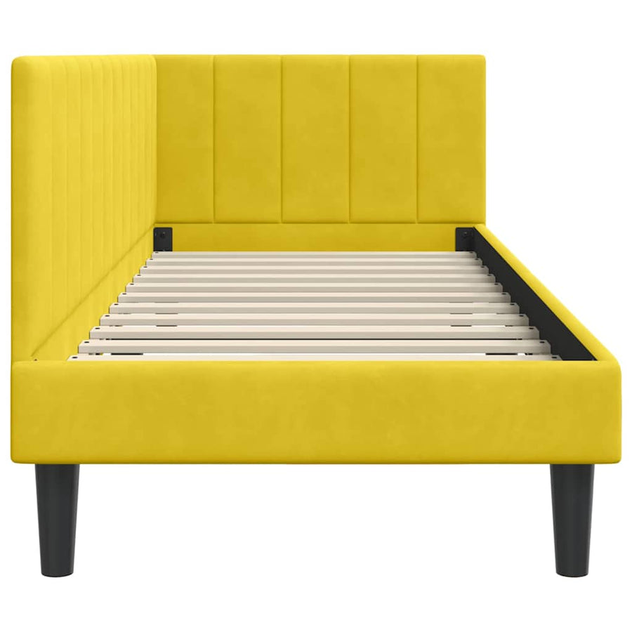 Hoekbedframe met hoofdeinde Geel 80 cm x 200 cm Fluweel