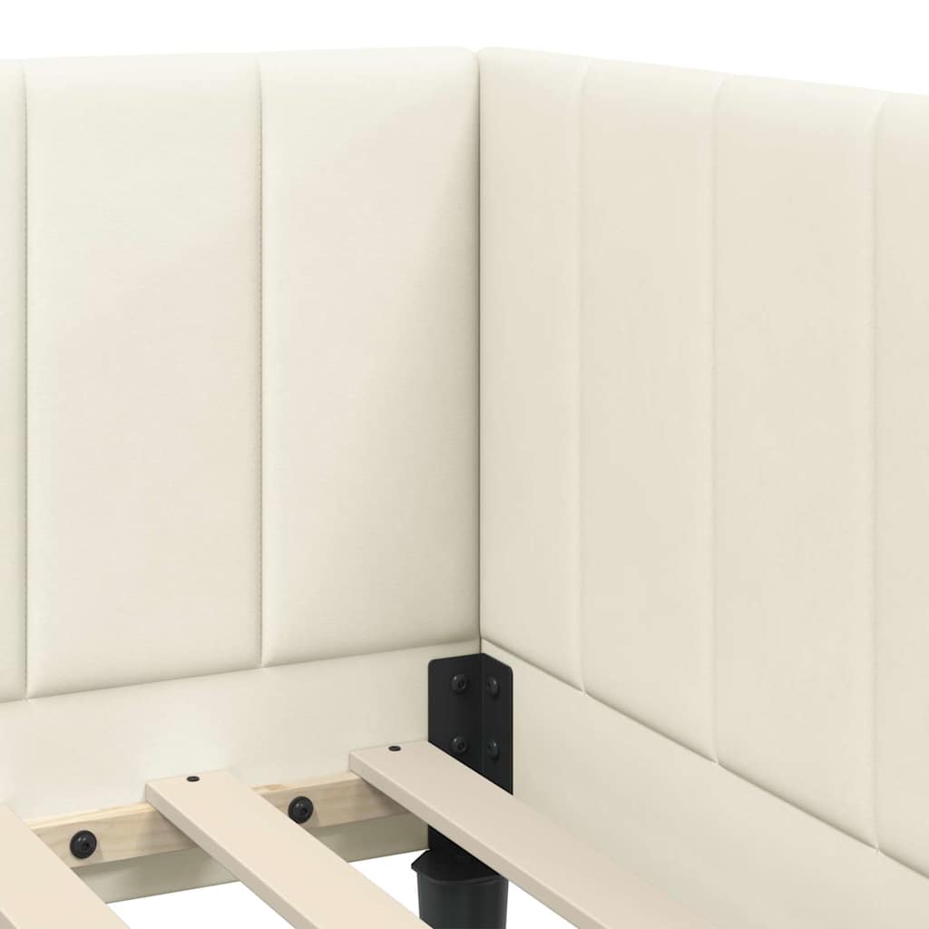 Hoekbedframe met hoofdeinde Crème 80 cm x 200 cm Fluweel