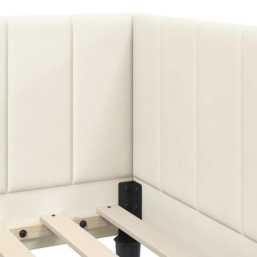 Hoekbedframe met hoofdeinde Crème 80 cm x 200 cm Fluweel