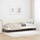 Corner Bed Frame with Headboard Cream 80 cm x 200 cm Velvet