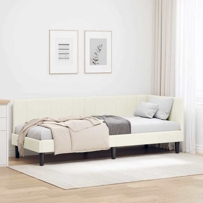 Hoekbedframe met hoofdeinde Crème 80 cm x 200 cm Fluweel