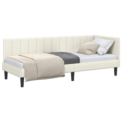 Hoekbedframe met hoofdeinde Crème 80 cm x 200 cm Fluweel