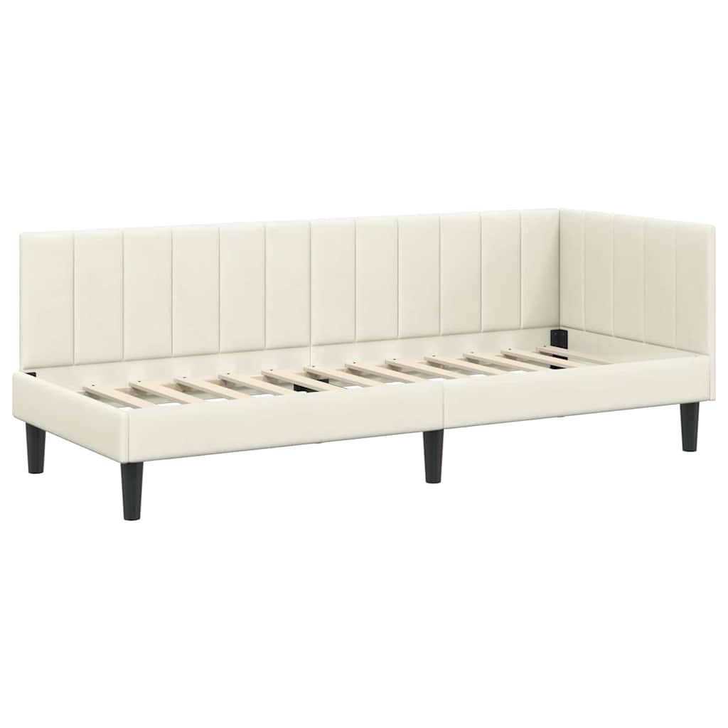 Hoekbedframe met hoofdeinde Crème 80 cm x 200 cm Fluweel