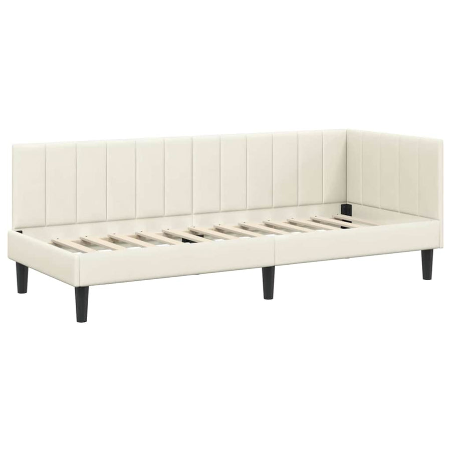 Hoekbedframe met hoofdeinde Crème 80 cm x 200 cm Fluweel