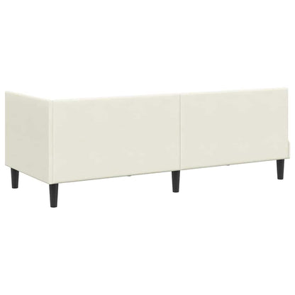Hoekbedframe met hoofdeinde Crème 80 cm x 200 cm Fluweel
