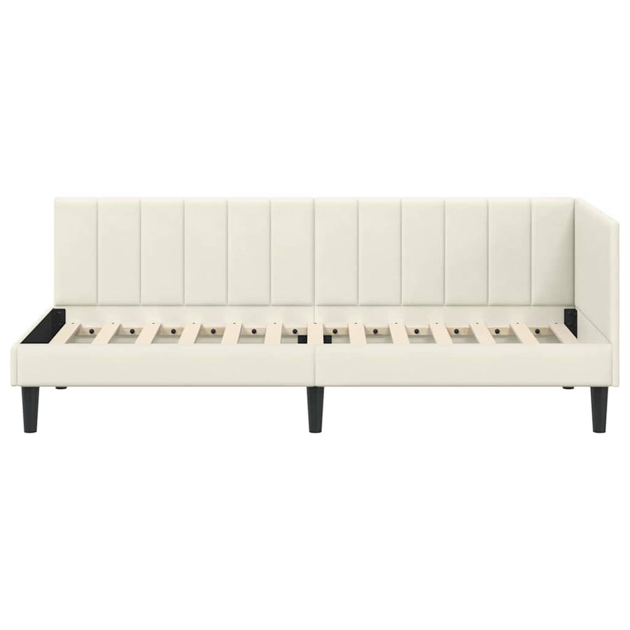 Hoekbedframe met hoofdeinde Crème 80 cm x 200 cm Fluweel