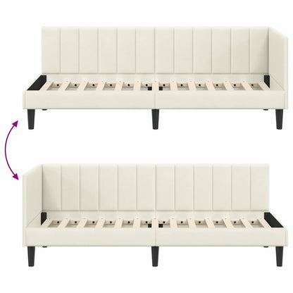 Hoekbedframe met hoofdeinde Crème 80 cm x 200 cm Fluweel