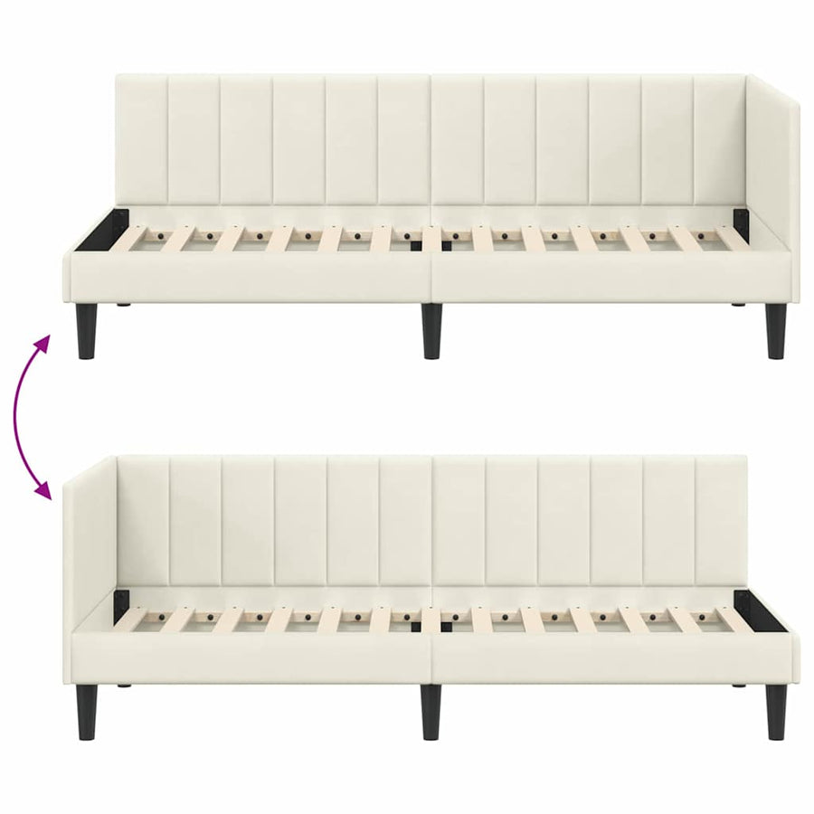 Hoekbedframe met hoofdeinde Crème 80 cm x 200 cm Fluweel