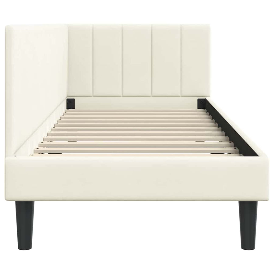 Hoekbedframe met hoofdeinde Crème 80 cm x 200 cm Fluweel