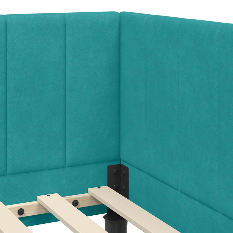 Hoekbedframe met hoofdeinde Turquoise 80 cm x 200 cm Fluweel