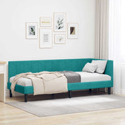 Hoekbedframe 80x200 cm turquoise fluweel