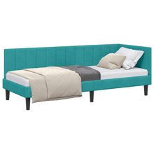 Hoekbedframe met hoofdeinde Turquoise 80 cm x 200 cm Fluweel
