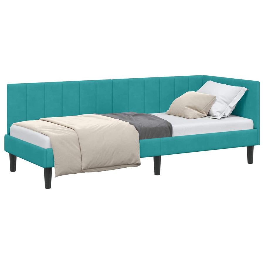 Hoekbedframe met hoofdeinde Turquoise 80 cm x 200 cm Fluweel