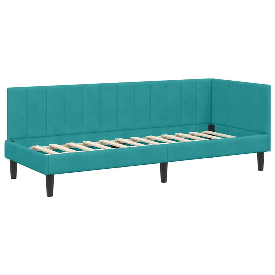 Hoekbedframe met hoofdeinde Turquoise 80 cm x 200 cm Fluweel
