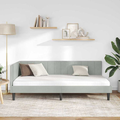 Hoekbedframe met hoofdeinde Lichtgrijs 90 cm x 190 cm Fluweel