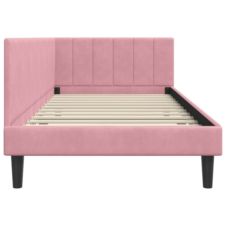 Hoekbedframe Met Hoofdeinde 90 Cm X 190 Cm Fluweel 90 x 190 cm