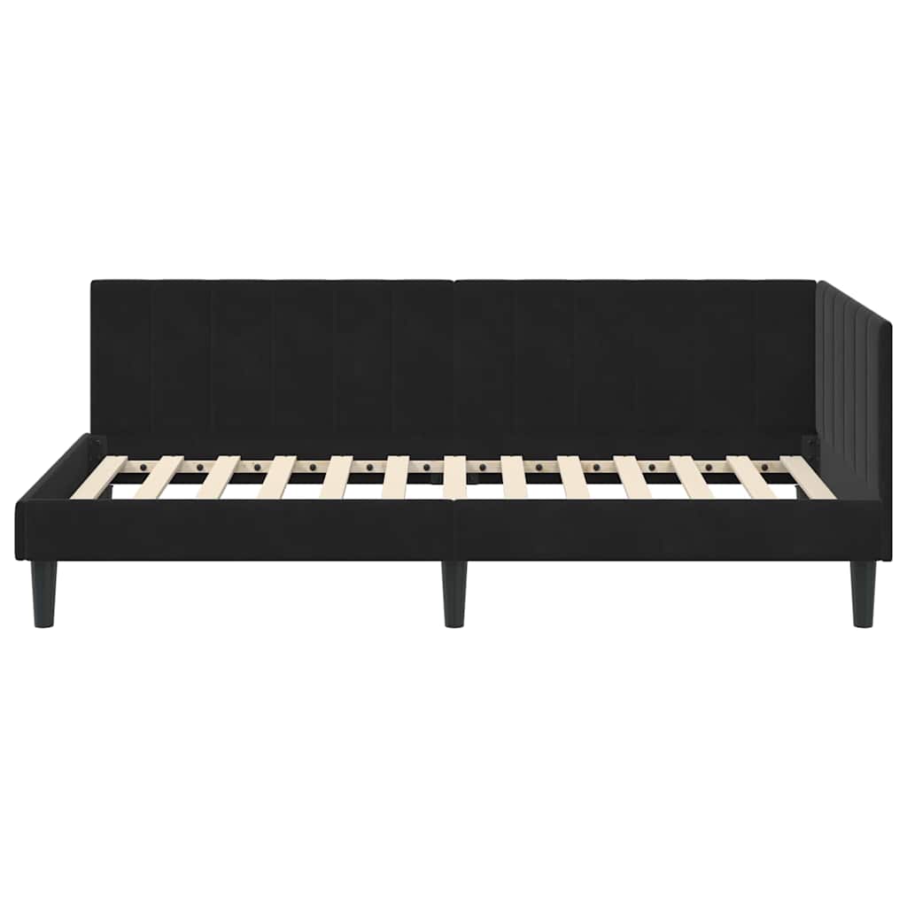 Hoekbedframe met hoofdeinde Zwart 90 cm x 190 cm Fluweel
