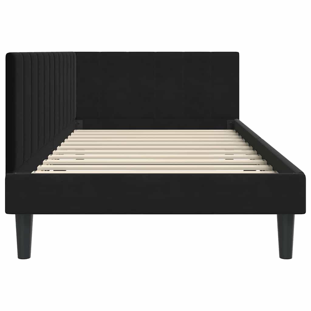 Hoekbedframe met hoofdeinde Zwart 90 cm x 190 cm Fluweel