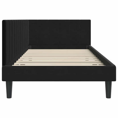 Hoekbedframe met hoofdeinde Zwart 90 cm x 190 cm Fluweel
