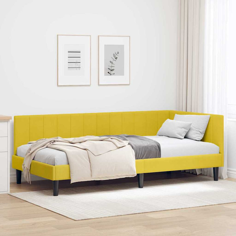 Hoekbedframe met hoofdeinde Geel 90 cm x 190 cm Fluweel