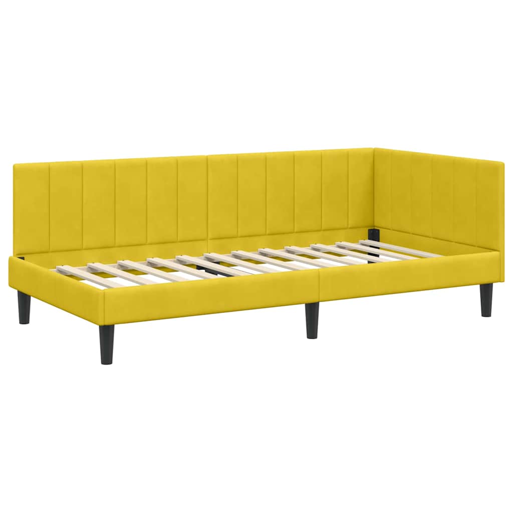 Hoekbedframe met hoofdeinde Geel 90 cm x 190 cm Fluweel