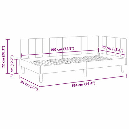Hoekbedframe met hoofdeinde Geel 90 cm x 190 cm Fluweel