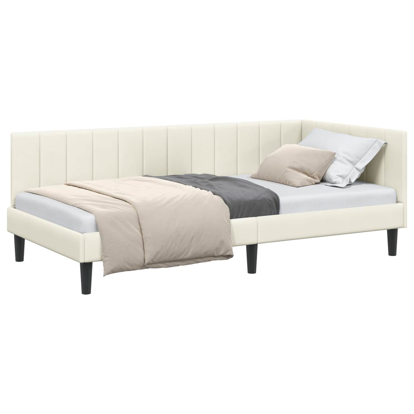 Hoekbedframe Met Hoofdeinde Crème 90 Cm X 190 Cm Fluweel