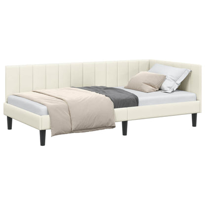 Hoekbedframe Met Hoofdeinde Crème 90 Cm X 190 Cm Fluweel